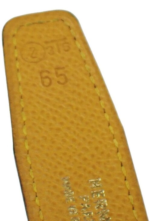 HERMES Logo Constance H Buckle Belt Size 65 Leather Yellow Black France 34RL638 main image 9